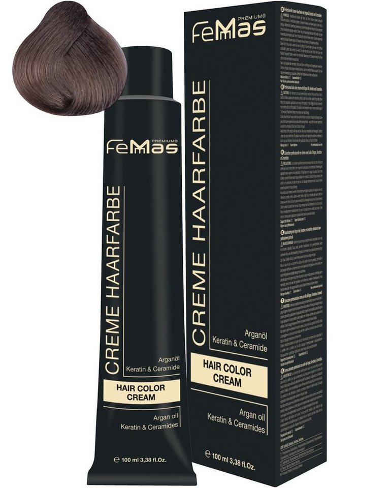 Femmas Premium Haarfarbe FemMas Hair Color Cream 100ml Mittelblond Kühle Kastanie 7.91 von Femmas Premium