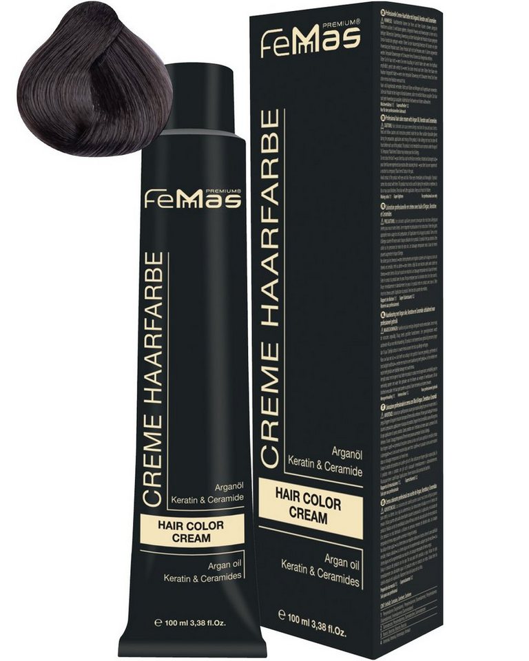 Femmas Premium Haarfarbe FemMas Hair Color Cream 100ml Haarfarbe Helle Kühle Kastanie 5.91 von Femmas Premium