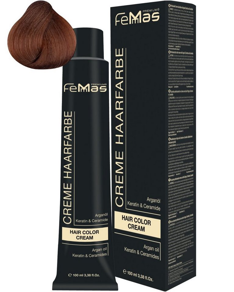 Femmas Premium Haarfarbe FemMas Hair Color Cream 100ml Haarfarbe Mittelblond Amber Kupfer 7.84 von Femmas Premium