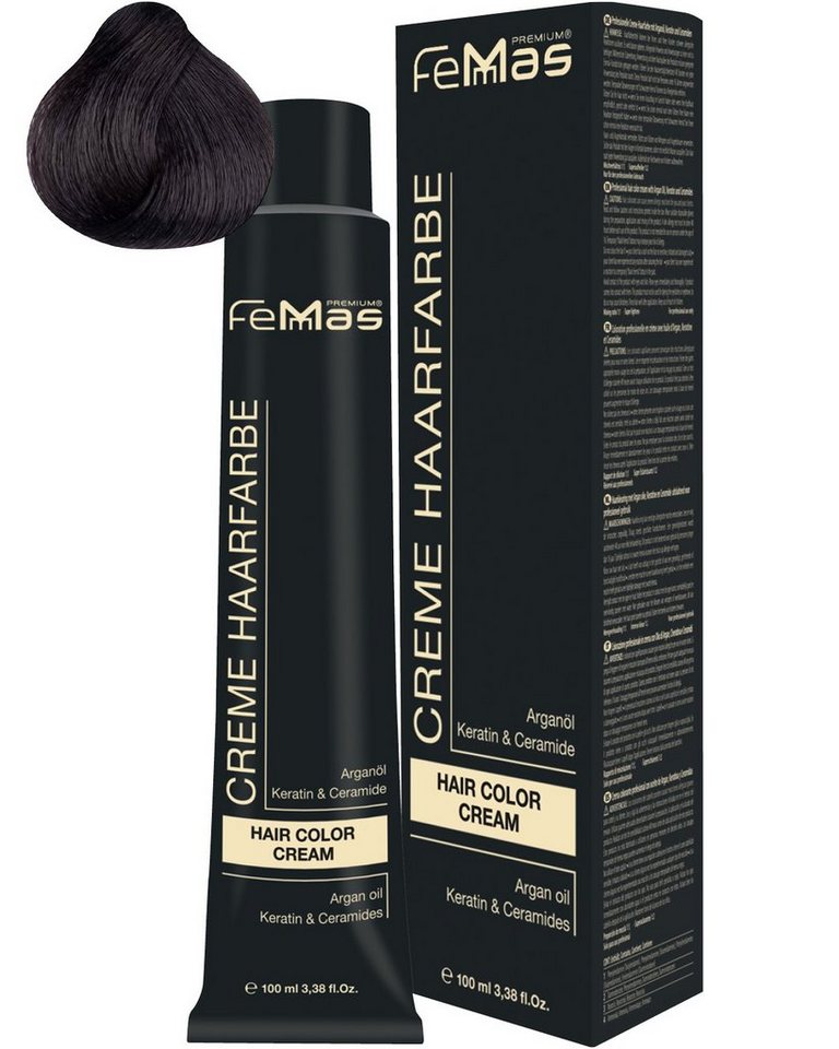 Femmas Premium Haarfarbe FemMas Hair Color Cream 100ml Haarfarbe Mittelbraun Intensiv 4.0 von Femmas Premium
