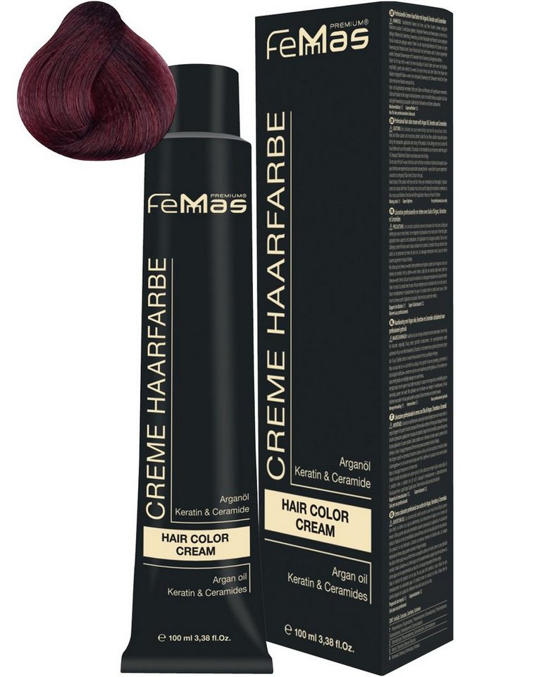 Femmas Premium Haarfarbe FemMas Hair Color Cream 100ml Haarfarbe Hellbraun Mahagoni Rot 5.56 von Femmas Premium