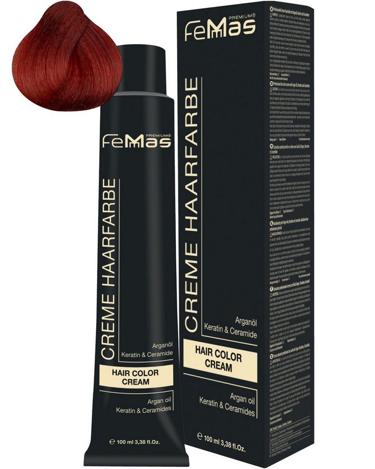 Femmas Premium Haarfarbe FemMas Hair Color Cream 100ml Haarfarbe Mittelblond Kupfer Rot 7.46 von Femmas Premium