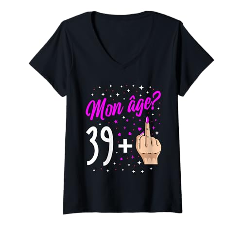 Damen Mein Alter? 39 + 40 Jahre Geburtstag 40. Geburtstag lustig T-Shirt mit V-Ausschnitt Damen Mein Alter? 39 + 40 Jahre Geburtstag 40. Geburtstag lustig T-Shirt mit V-Ausschnitt von Femme 40 Ans Anniversaire Humour Cadeau 40 Ans