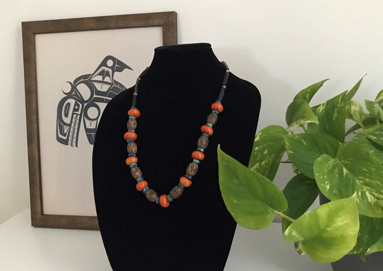 Afrikanisch Inspirierte Holz Und Stein Halskette Afrikanisch Inspirierte Holz Und Stein Halskette von FemmeByDesign