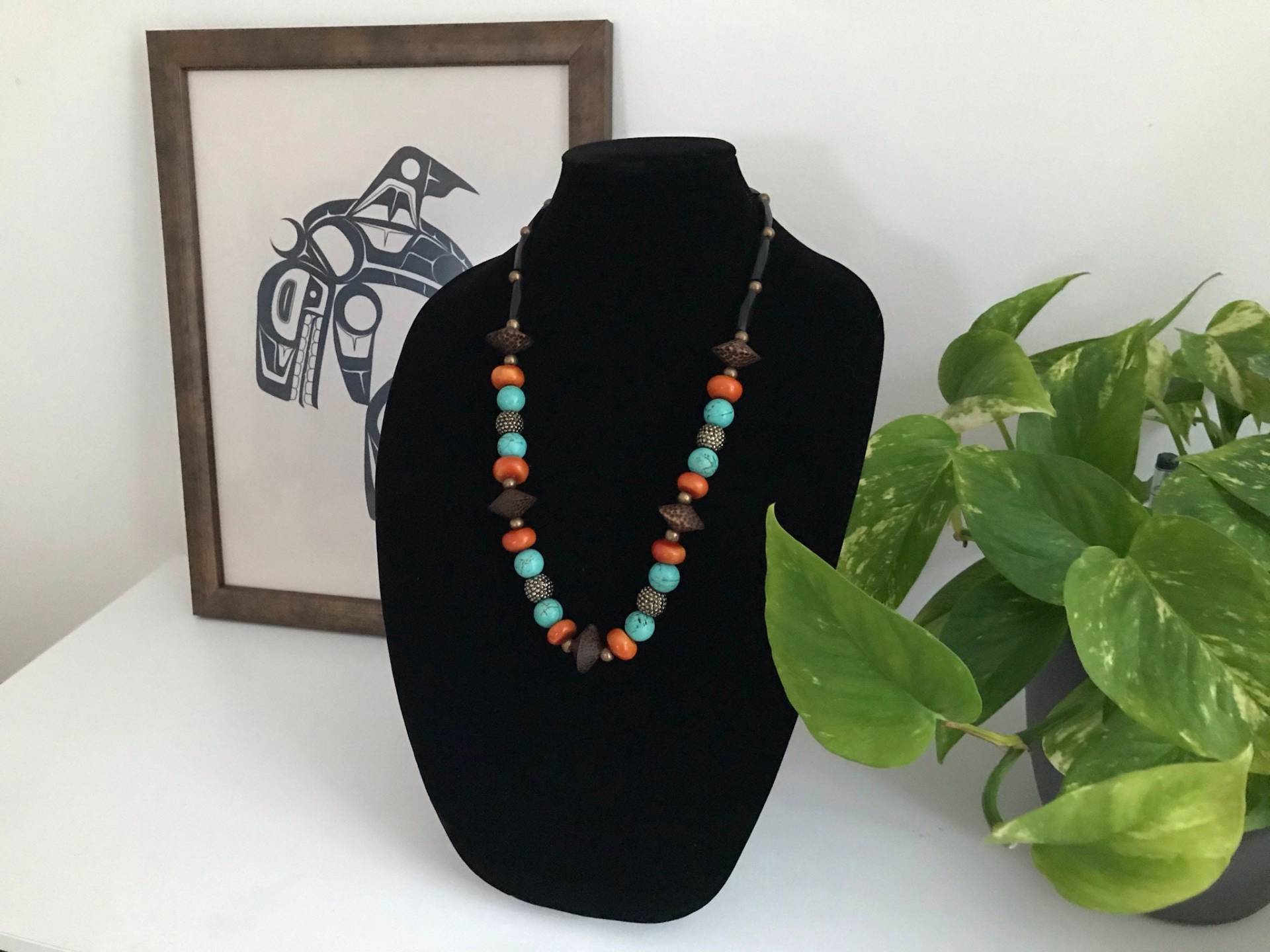 Afrikanisch Inspirierte Statement-Halskette Aus Gemischten Holz - Und Metallperlen Afrikanisch Inspirierte Statement-Halskette Aus Gemischten Holz - Und Metallperlen von FemmeByDesign