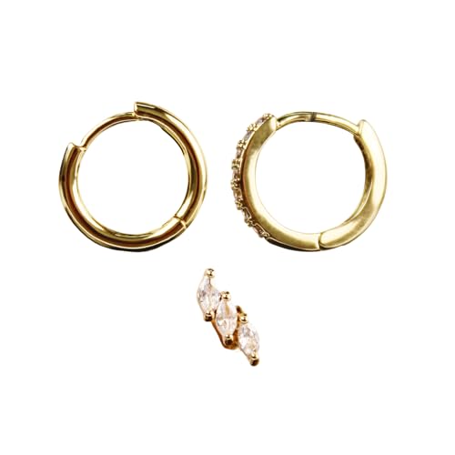 3er Set Einzelne Ohrringe Weizenähren Design 14K vergoldet 925 Silber Ohrstecker für Damen 18-25 Jahre ideal für Bälle Partys Geburtstagsfeiern Geschenk in edler Box Ohrschmuck Creolen von Femmorya