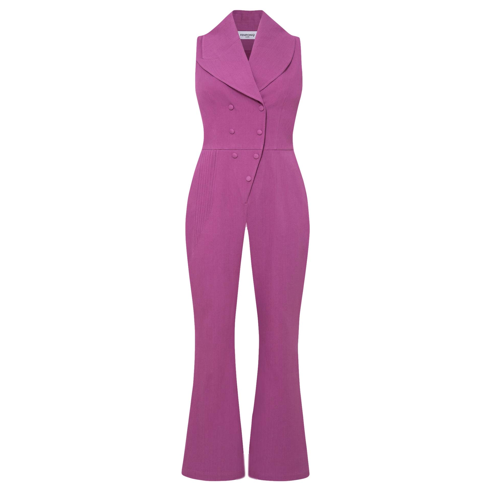 Double Breasted Shawl Lapel Jumpsuit  (Purple Orchid) von Femponiq