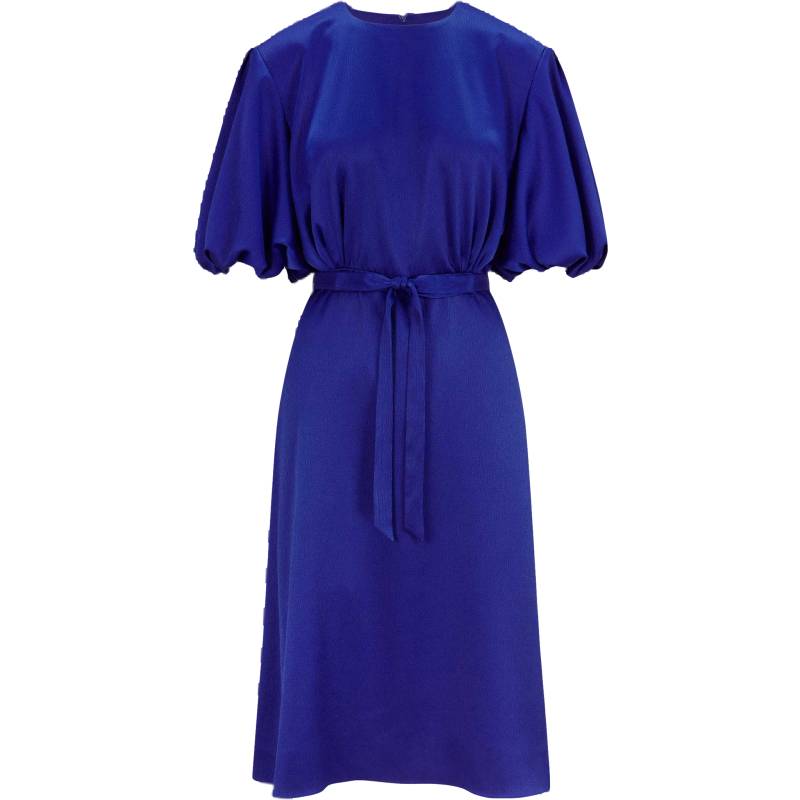Draped Puff Sleeve Satin Dress (Royal Blue) von Femponiq