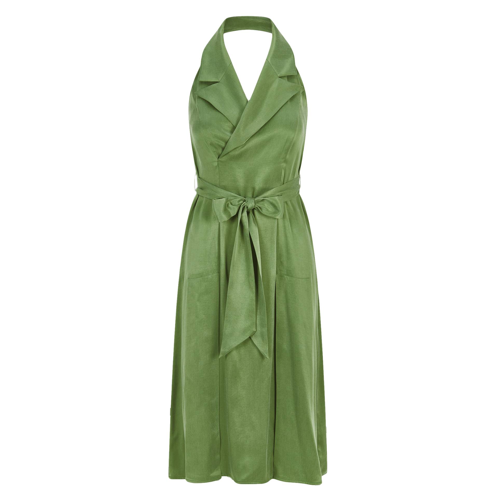 Halter Neck Midi Tuxedo Dress (Avocado Green) von Femponiq