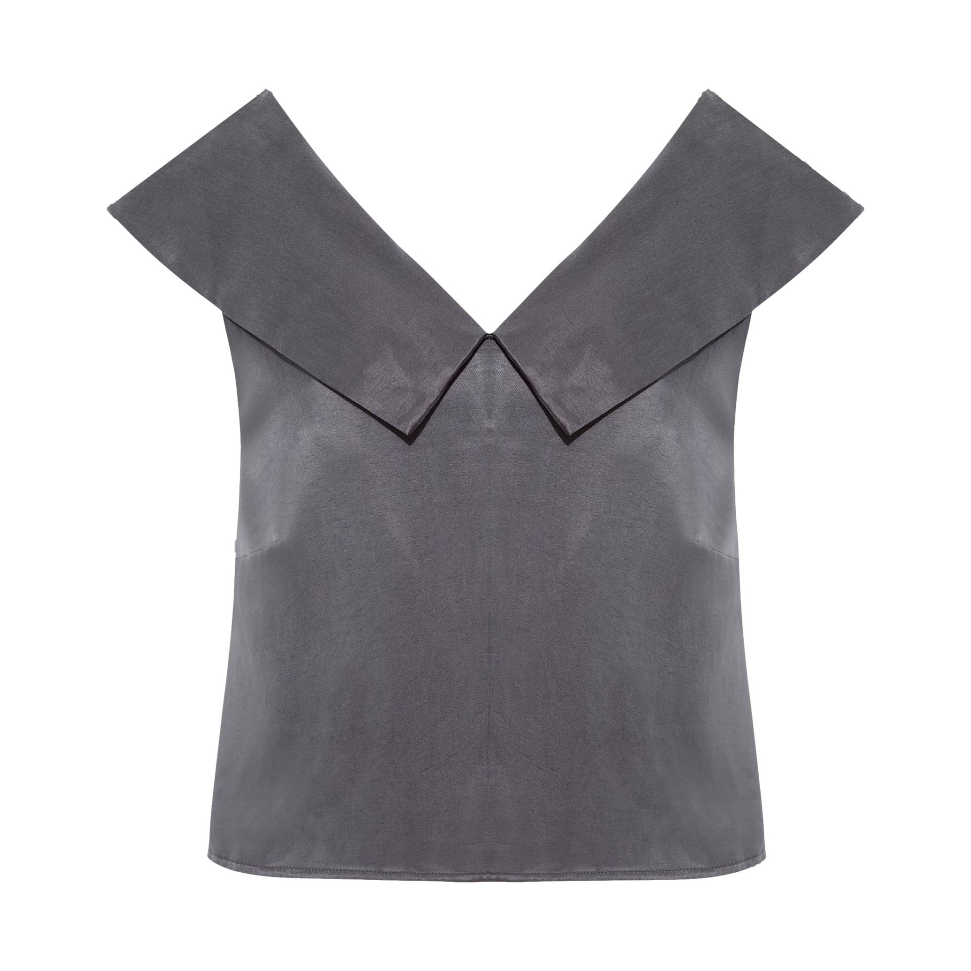 Off Shoulder Collared Crop Top (Charcoal Grey) von Femponiq