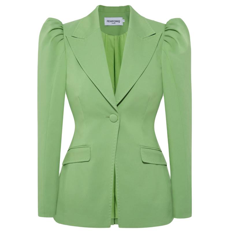 Puff-Shoulder Tailored Blazer (Apple-Green) von Femponiq