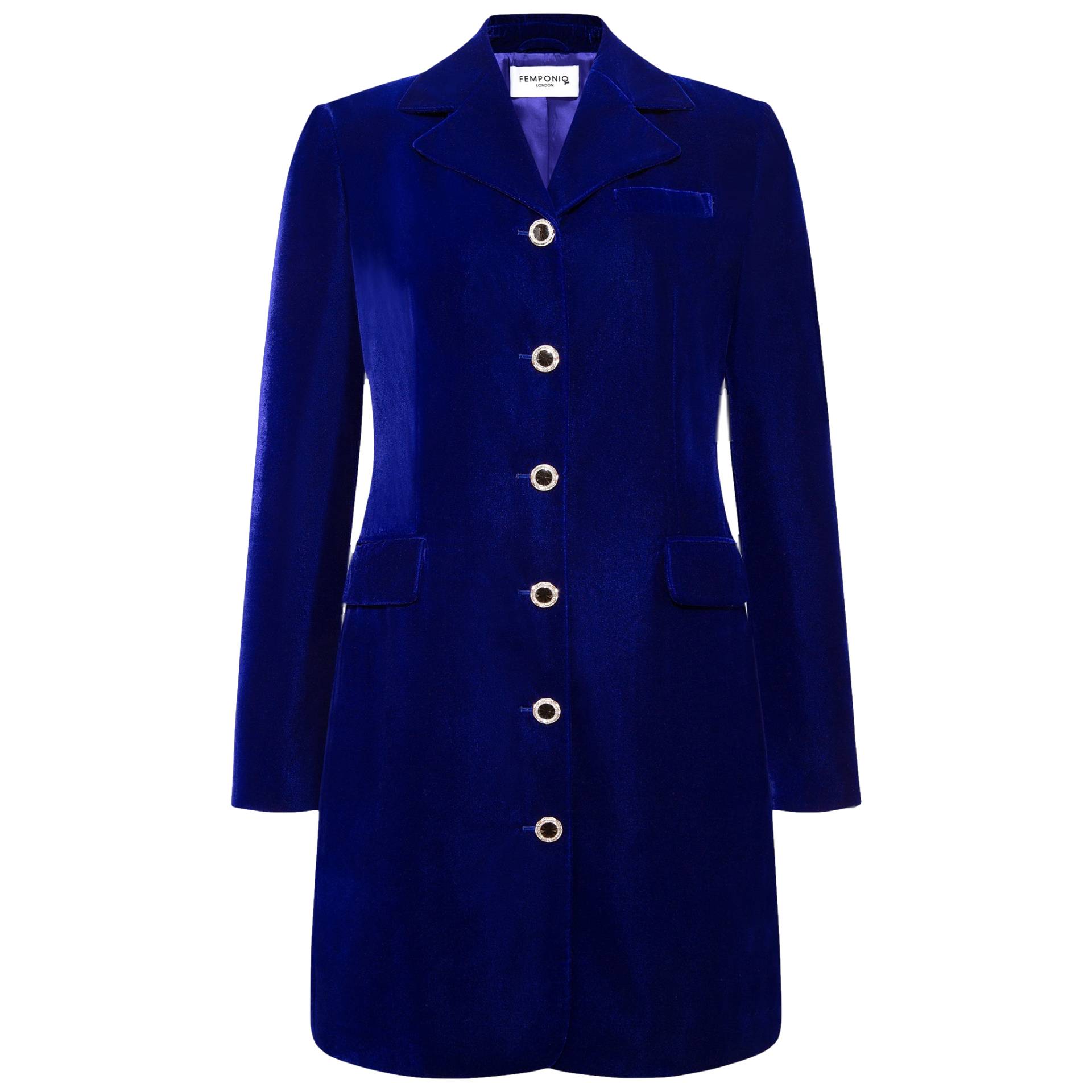 Velvet Tailored Blazer Dress - Royal Blue von Femponiq