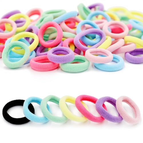 120 Stück Haargummis Mädchen, FenFang Kinderhaargummis Klein, Zopfgummis Baby Mini, Mehrfarbiger Elastische Haarbänd Haarschmuck Set Gummibänder Pferdeschwanz Halter Schwarz für Mädchen Kinder von FenFang