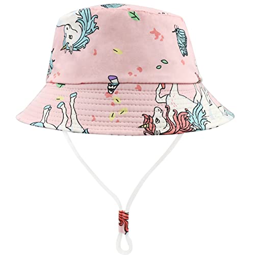 FenFang Sonnenhut Baby Kinder, Dinosaurier Fischerhut Kind Jungen Mädchen, Breite Krempe Sonnenmütze Verstellbar, Eimerhut Strandhut Kappe Mütze Frühling Sommer (2-4 Years, Rosa) von FenFang