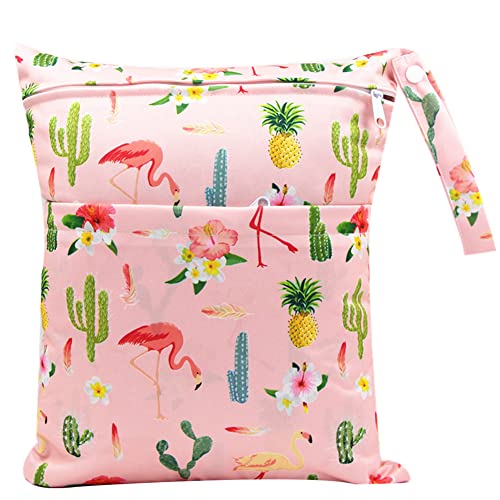 FenFang Stoffwindeln Nasstaschen, Windeltasche Wetbags Wickeltasche Naßtasche Nassbeutel Organiser Taschen Große Wiederverwendbare wasserdichte mit Reißverschluss für Baby Reisen Unterwegs (Rosa) von FenFang