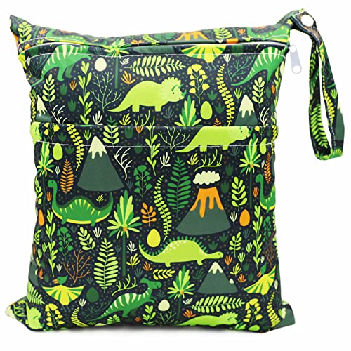 FenFang Stoffwindeln Nasstaschen, Windeltasche Wetbags Wickeltasche Naßtasche Nassbeutel Organiser Taschen Große Wiederverwendbare wasserdichte mit Reißverschluss für Baby Reisen Unterwegs (Schwarz) von FenFang