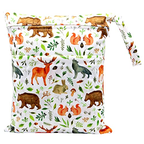 FenFang Stoffwindeln Nasstaschen, Windeltasche Wetbags Wickeltasche Naßtasche Nassbeutel Organiser Taschen Große Wiederverwendbare wasserdichte mit Reißverschluss für Baby Reisen Unterwegs (Weiß) von FenFang