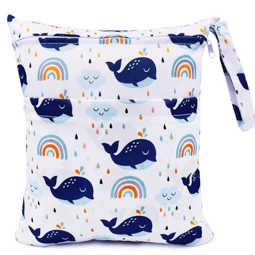 FenFang Stoffwindeln Nasstaschen Kindergarten, Windeltasche Wetbags Wickeltasche Nassbeutel Organiser Taschen Große Wiederverwendbar Wasserdicht mit Reißverschluss für Baby von FenFang