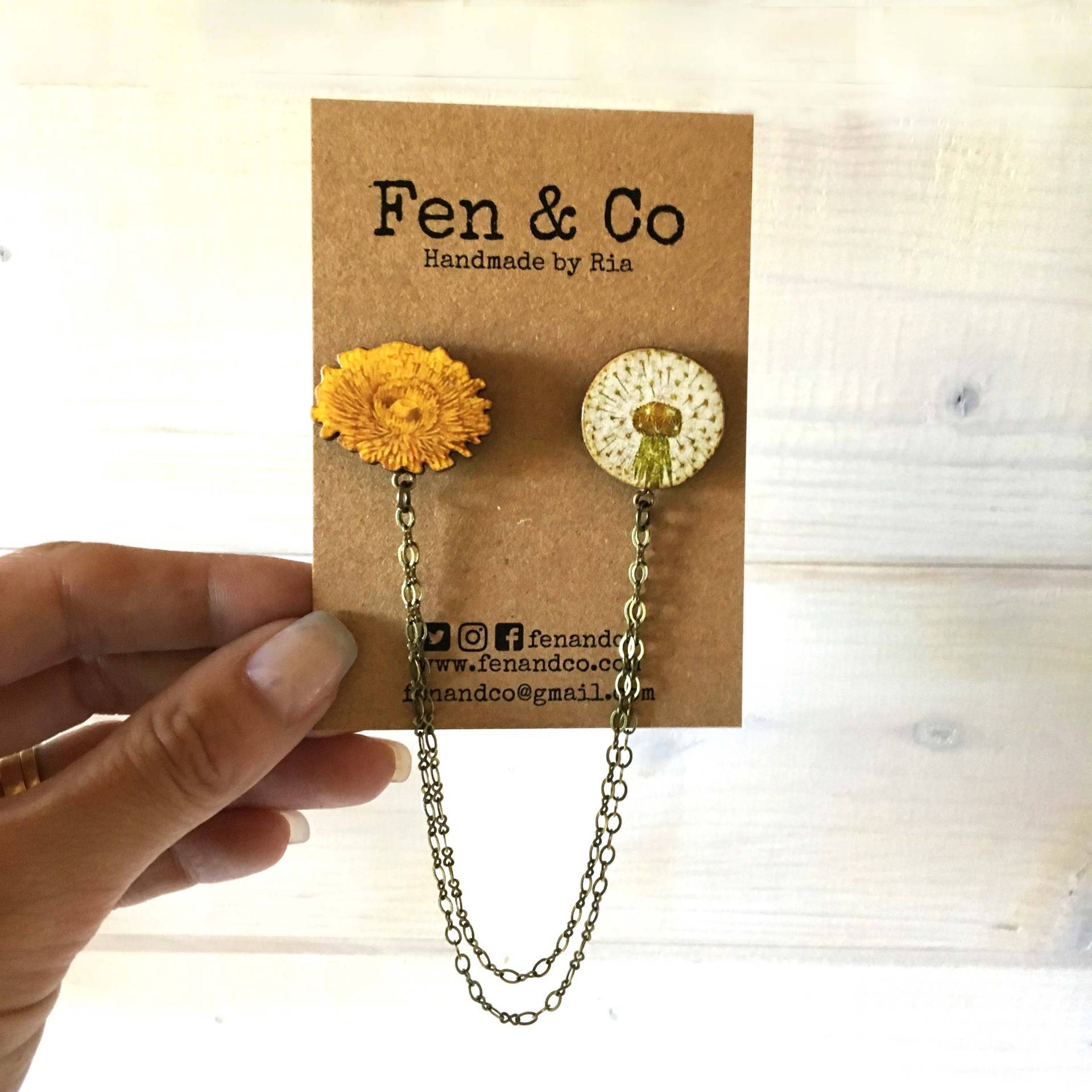Ohrstecker, Pusteblumen Kragen, Pusteblume Broschen von FenandCo