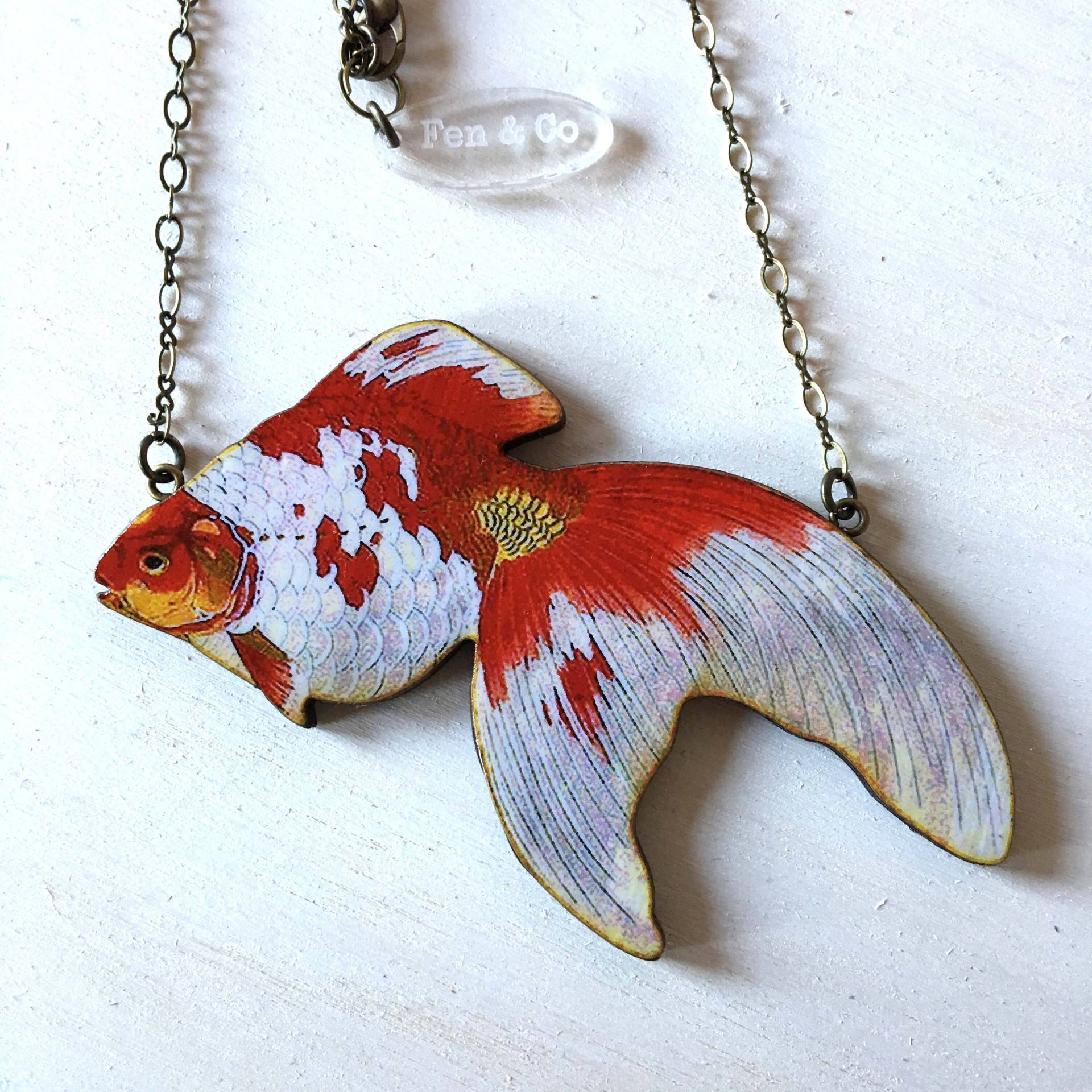 Restbestand Goldfisch Halskette, Koi Karpfen Halskette von FenandCo