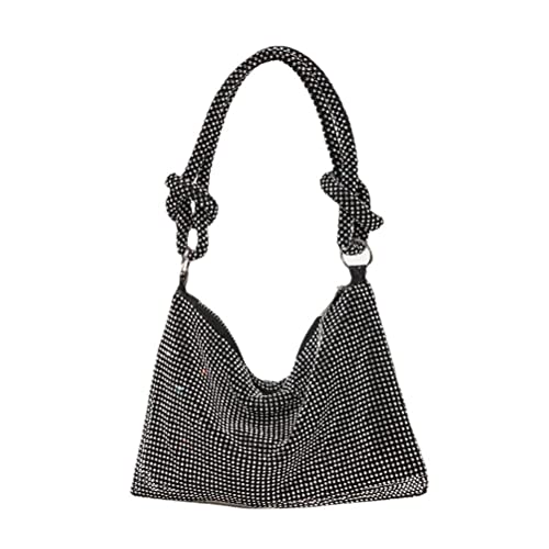 Strass-Hobo-Tasche Damen, schicke Abendhandtasche, glänzende Geldbörse, Handtaschen, Party, Club, Abschlussball, Bling Hochzeit, Geldbörse, Umhängetasche, Schwarz , 35 EU von Fencelly