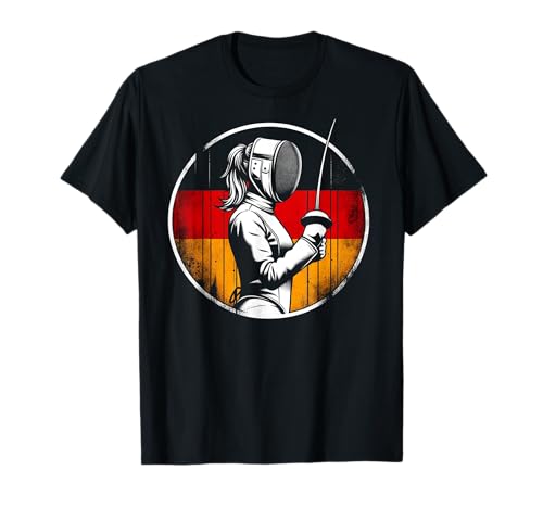 Fechten Deutsche Mädchen Flagge Fechter Deutschland T-Shirt Fechten Deutsche Mädchen Flagge Fechter Deutschland T-Shirt von Fencing Nations German Flags For Germany Fans