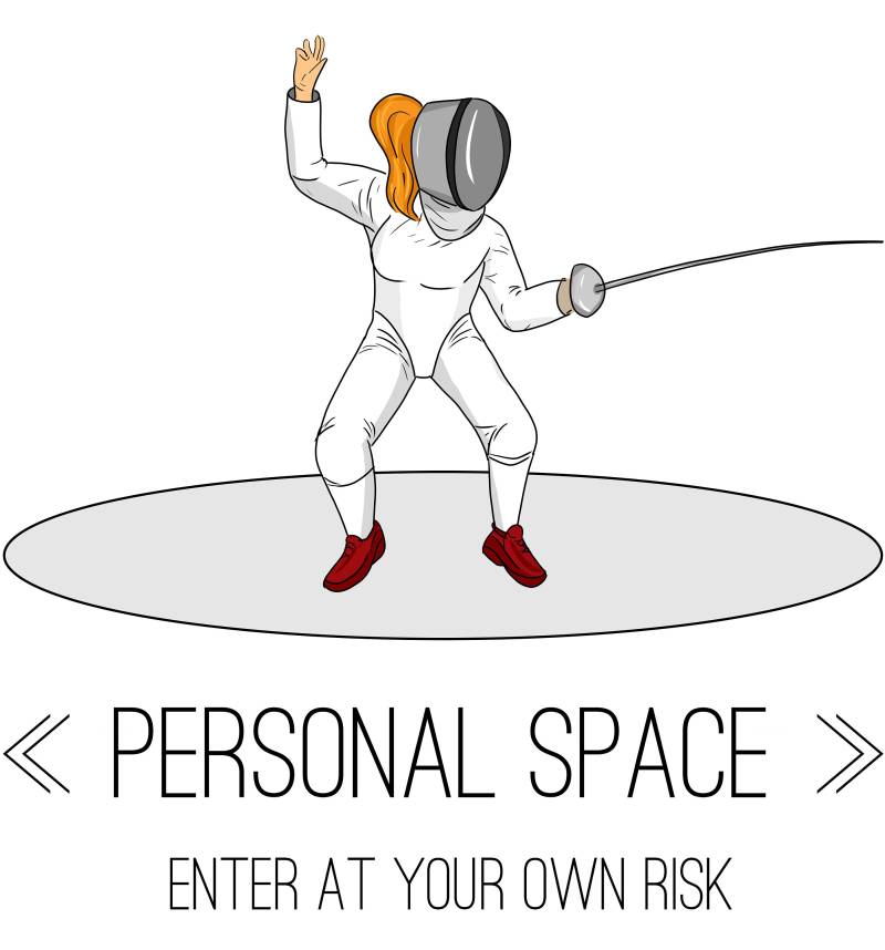 Lustiges Fecht T-Shirt Für Fechterin/Mädchen De Garde Athletin Schützt Ihren Persönlichen Raum. Soziale Distanzierung Beim Fechten von FencingLove