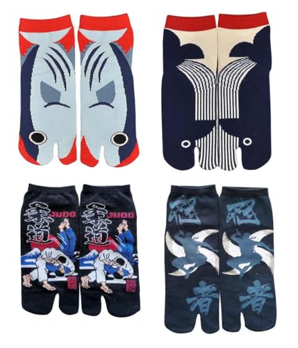 Fendawn Strive 4 Paar Japanischer Stil Herren Zwei-Zehensocken Baumwolle Cosplay Socken (zufälliges Muster) von Fendawn Strive