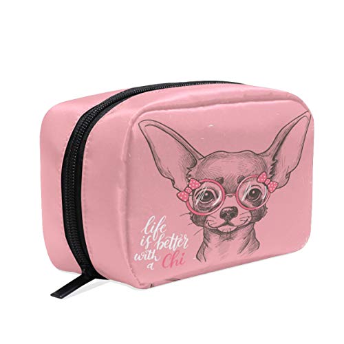 Chihuahua Hunde-Kosmetiktasche Make-up-Box Federmäppchen, Tierwelpe, Reisetasche, Organizer für Frauen Mädchen und Frauen von Fender