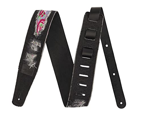 Fender x Wrangler® Ripped Denim Strap Black Guitar Strap von Fender