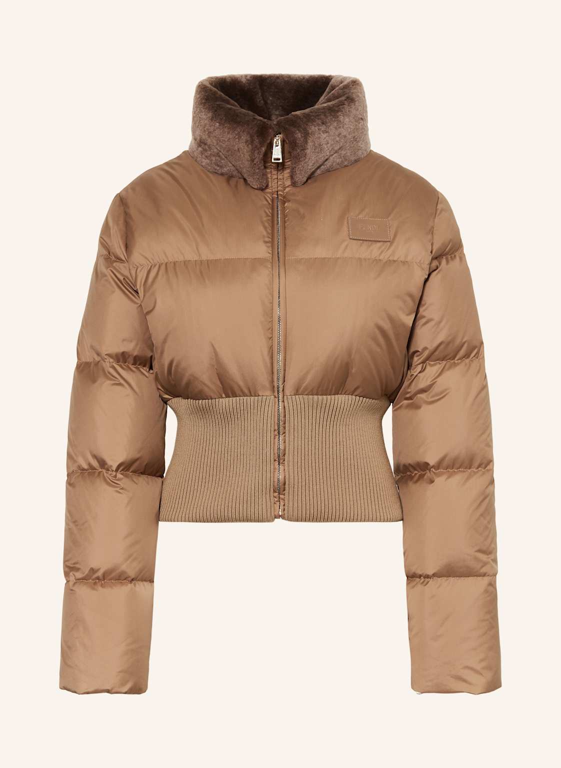Fendi Daunenjacke Mit Abnehmbarem Kragen beige von Fendi