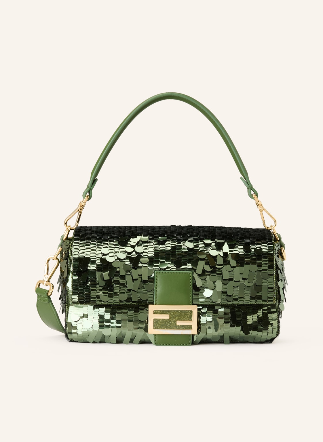 Fendi Handtasche Baguette Mit Pailletten gruen von Fendi