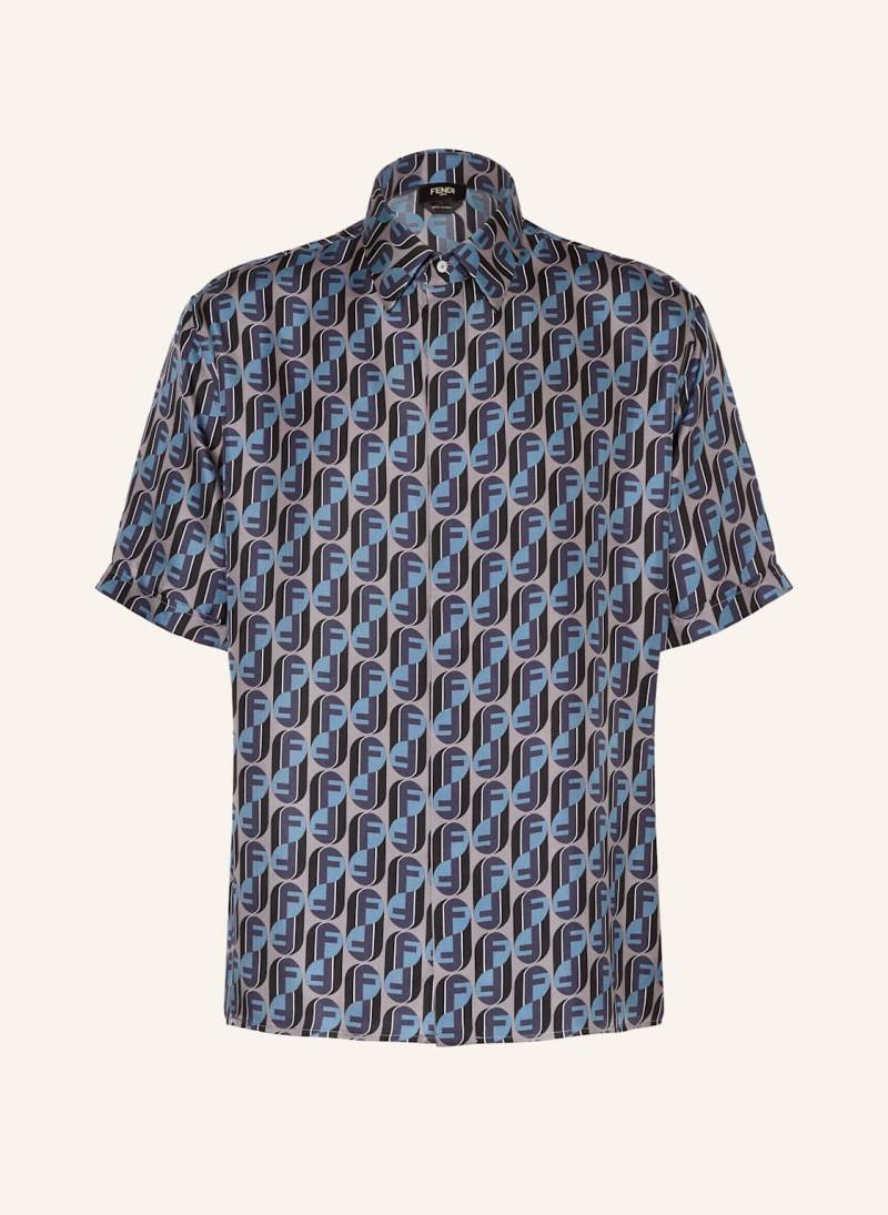 Fendi Kurzarm-Hemd Boxy Fit Aus Seide grau von Fendi