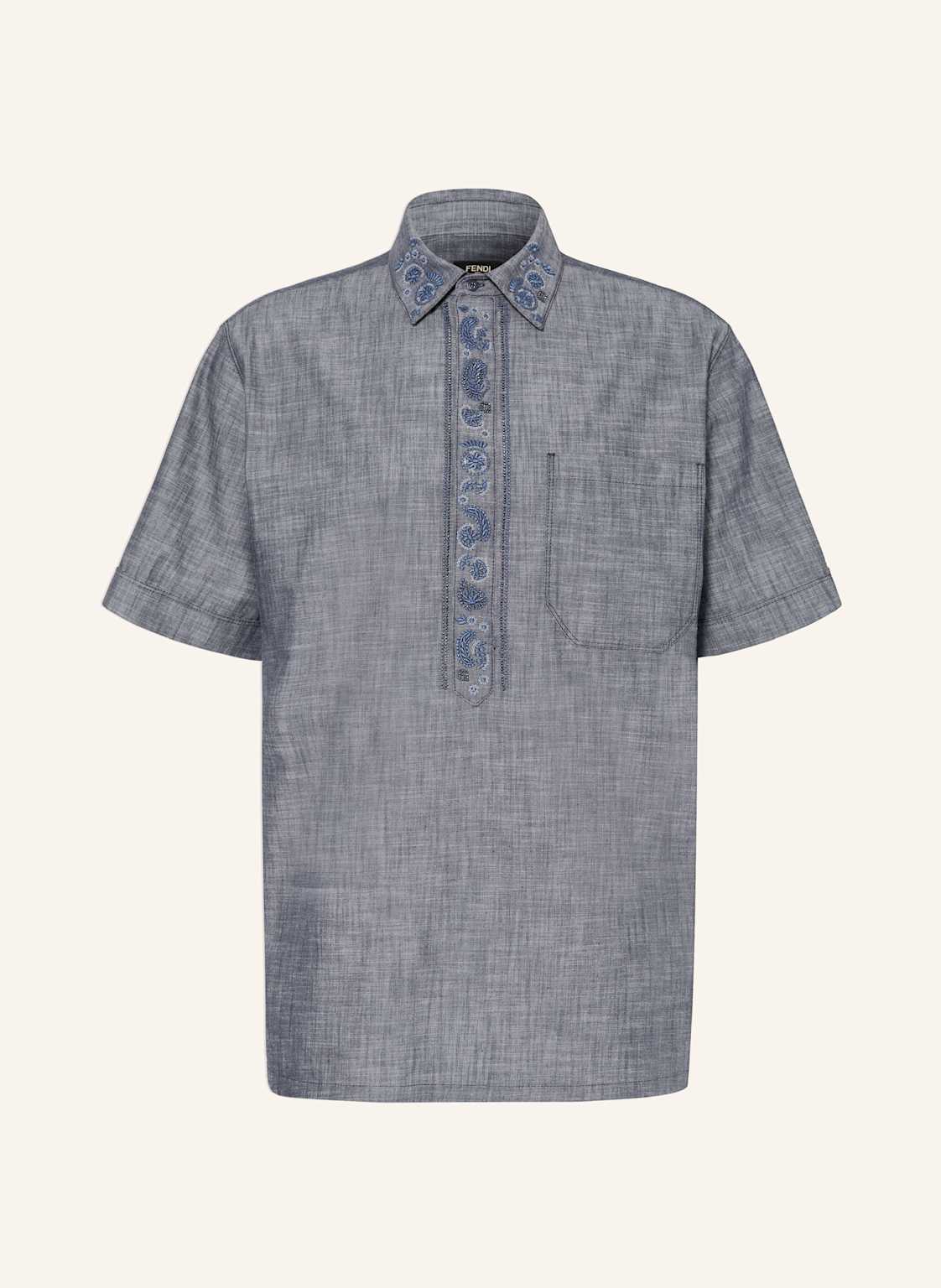 Fendi Kurzarm-Hemd Relaxed Fit Mit Pailletten blau Fendi Kurzarm-Hemd Relaxed Fit Mit Pailletten blau von Fendi