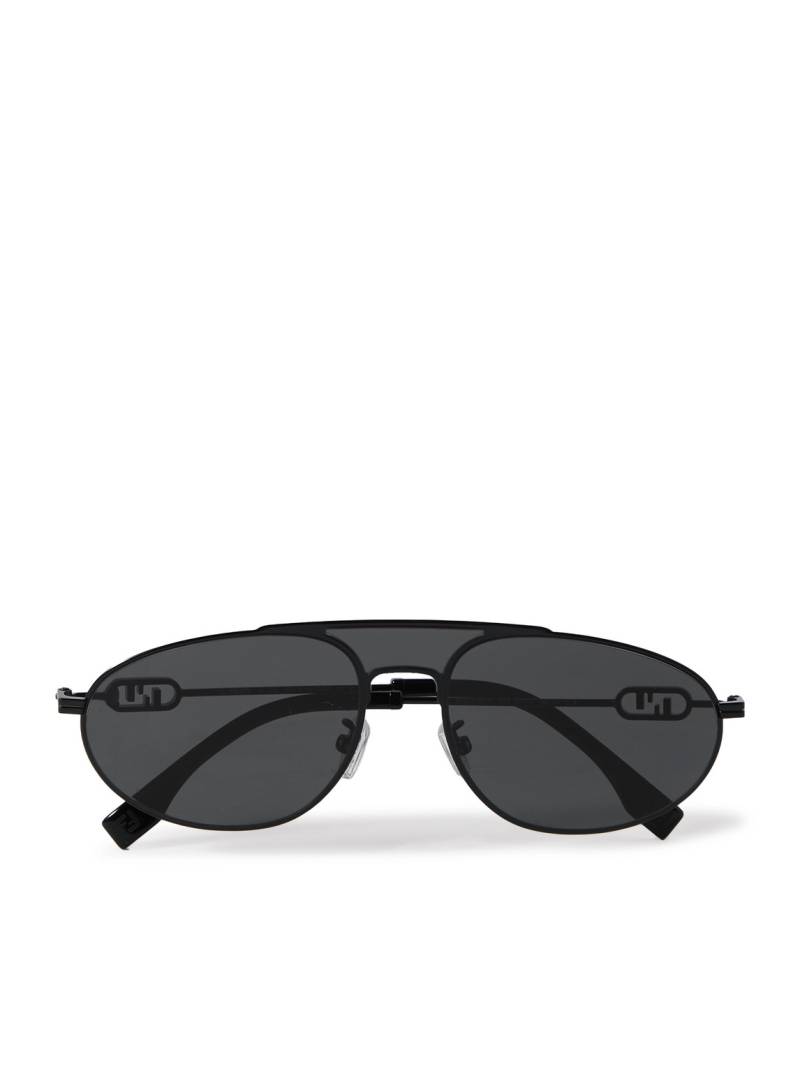 FENDI EYEWEAR - O'Lock Aviator-Style Metal Sunglasses - Men - Black von FENDI EYEWEAR