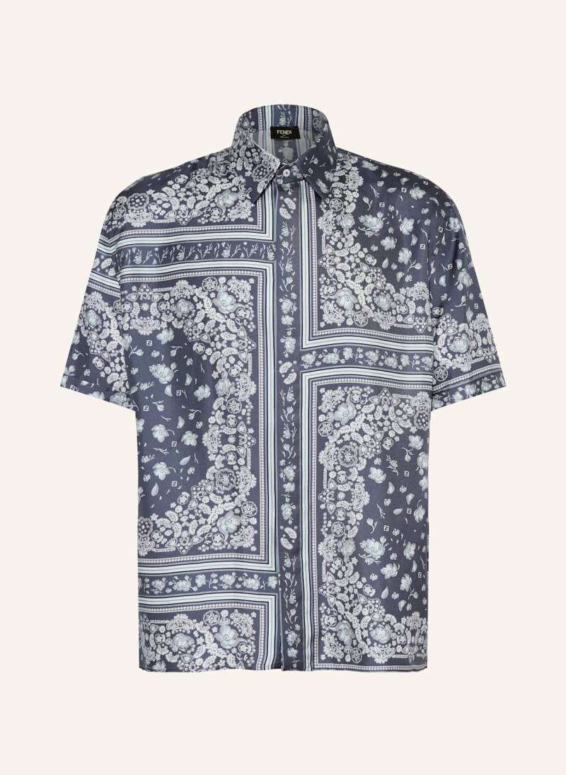 Fendi Resorthemd Relaxed Fit Aus Seide blau von Fendi