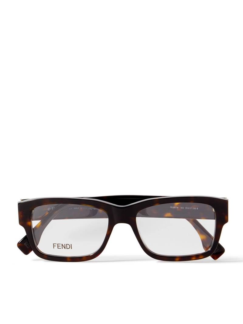 Fendi - Signature Rectangular-Frame Tortoishell Acetate Optical Glasses - Men - Tortoiseshell von Fendi