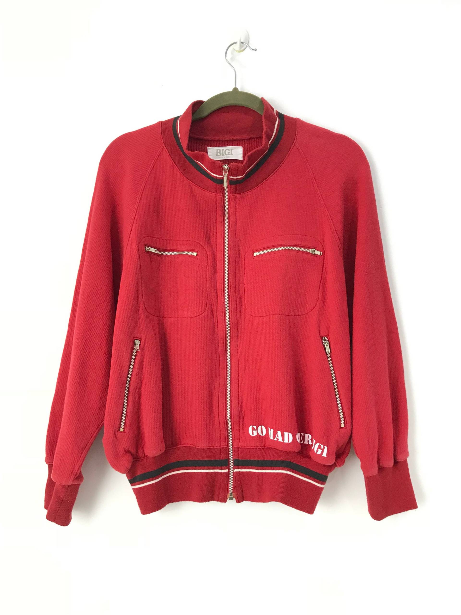 Just Bigi Go Mad Over Bigi Zippers Rote Jacke Punk Design Größe M Made in Japan von Fendivintage