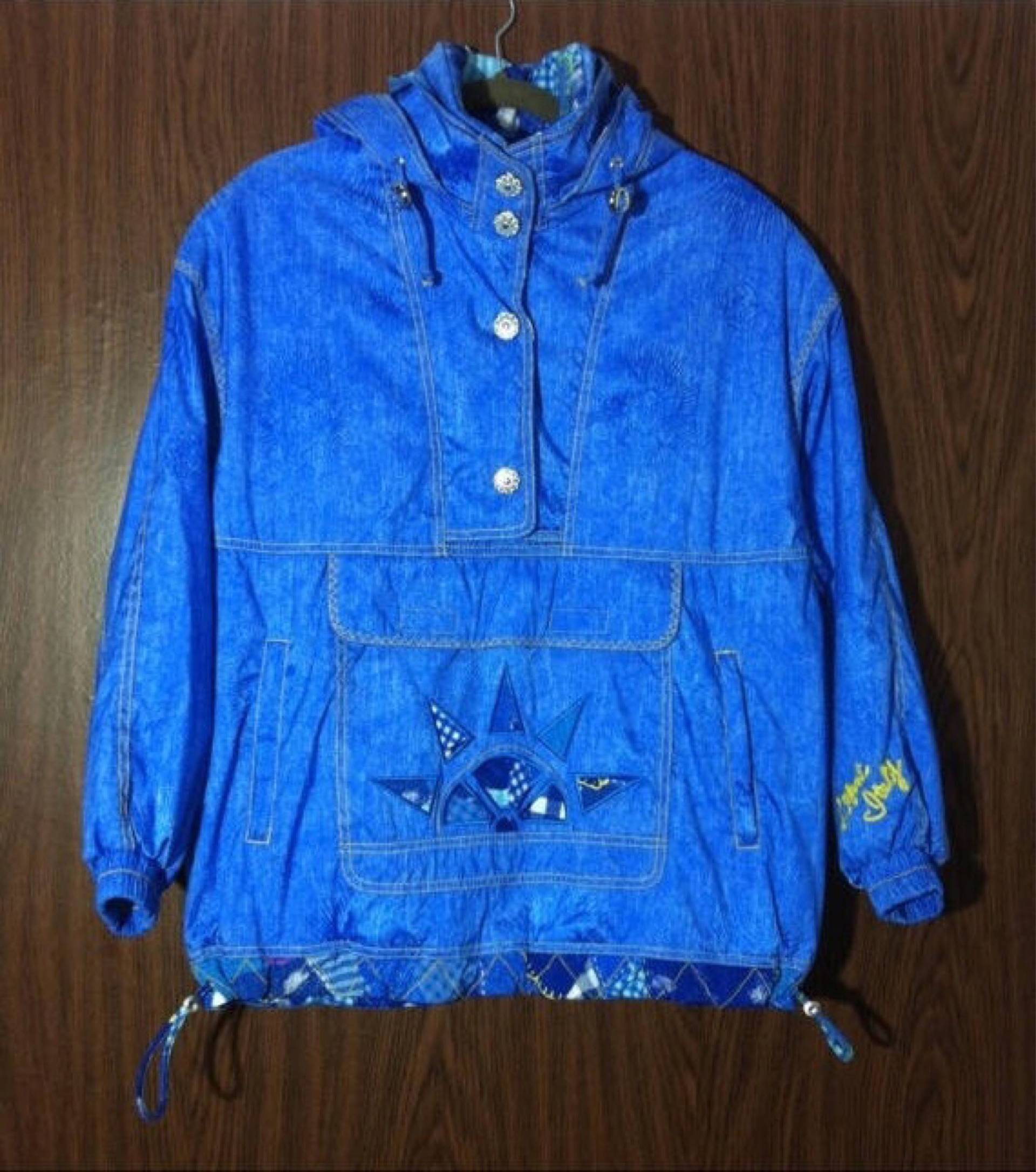 Seltene Vintage Lafont Italien Schnee Ski Jacke Hologramm Logo Pullover Blau Sz Groß von Fendivintage