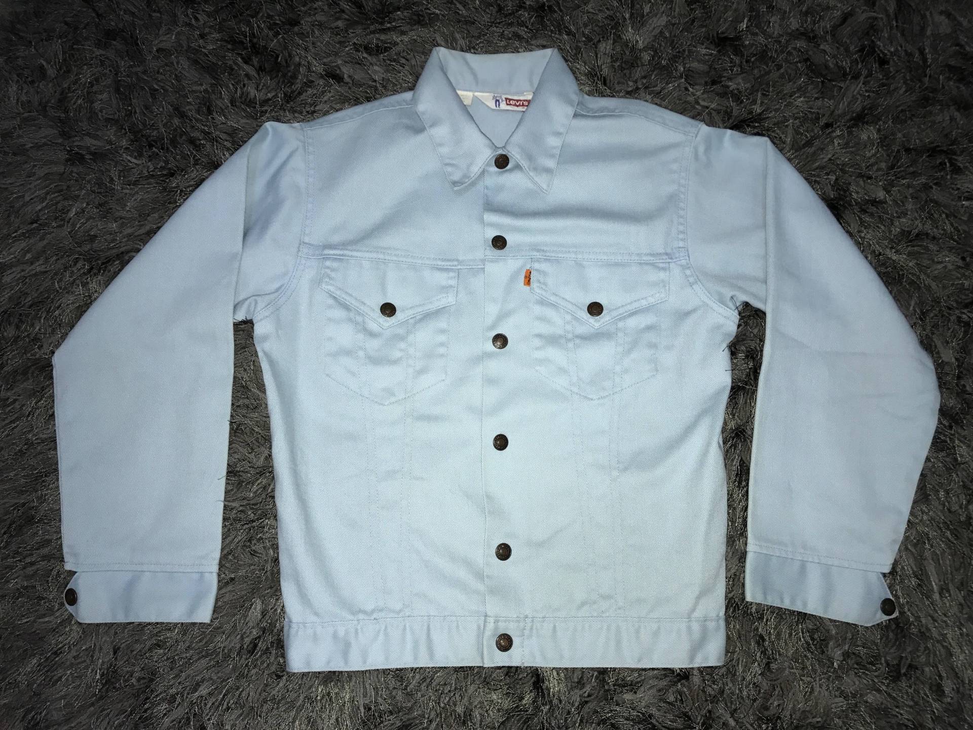 Vinatage 1970Er Jahre Levis Saddleman Hellblaue Jacke Orange Tag Label Made in Usa Selten von Fendivintage