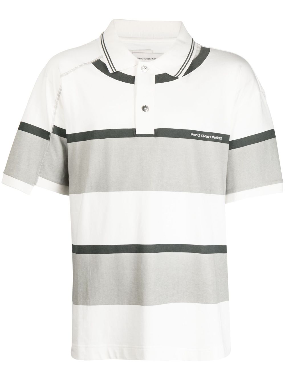 Feng Chen Wang Gestreiftes Poloshirt - Weiß von Feng Chen Wang