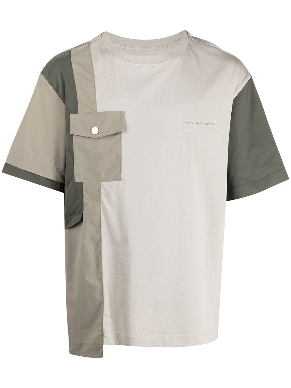 Feng Chen Wang T-Shirt in Colour-Block-Optik - Grau von Feng Chen Wang