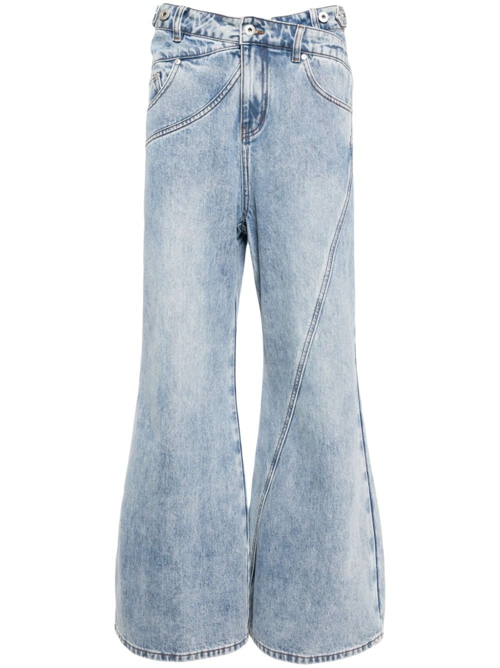 Feng Chen Wang Wide-Leg-Jeans mit überkreuztem Bund - Blau von Feng Chen Wang