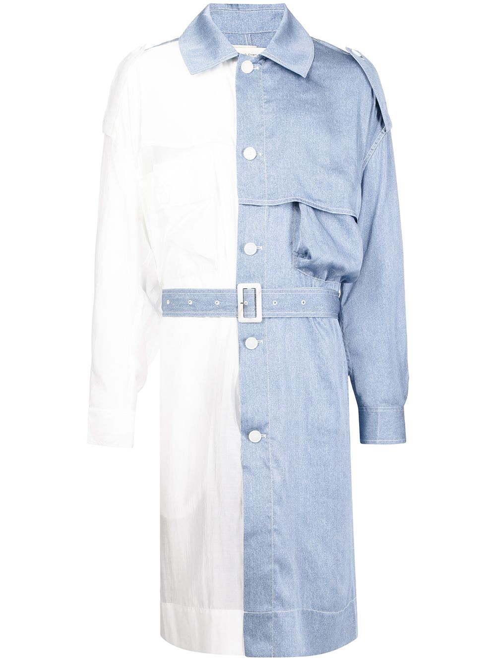 Feng Chen Wang Zweifarbiger Trenchcoat - Blau von Feng Chen Wang