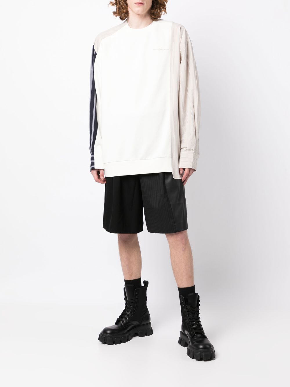 Feng Chen Wang Sweatshirt mit Hemdeinsatz - Nude von Feng Chen Wang