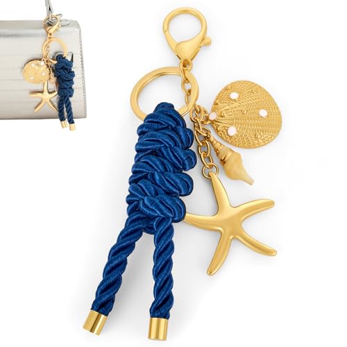 FengFaer Handgewebter Taschenanhänger für Handtaschen, Geldbörsenanhänger, Geldbörsen-Schlüsselanhänger, Taschenanhänger, Schlüsselanhänger für Damen (blau) von FengFaer