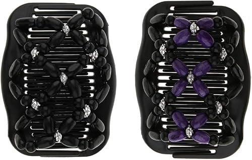 2 x magische Perlen-Haarkamm, dehnbarer Doppel-Haarkamm, Clip-Zubehör, DIY-Haarstyling-Werkzeug für Frauen und Mädchen 2 x magische Perlen-Haarkamm, dehnbarer Doppel-Haarkamm, Clip-Zubehör, DIY-Haarstyling-Werkzeug für Frauen und Mädchen von FengQingHuaGG