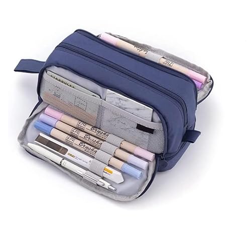 FengQingHuaGG Federmäppchen, große Kapazität, erweiterbares Federmäppchen mit Fächern, Schreibwaren-Organizer für Schulbedarf, blau, SIMPLE FengQingHuaGG Federmäppchen, große Kapazität, erweiterbares Federmäppchen mit Fächern, Schreibwaren-Organizer für Schulbedarf, blau, SIMPLE von FengQingHuaGG