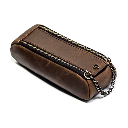 FengQingHuaGG Multifunktionales Federmäppchen aus Leder, Vintage-Stil, kreatives Federmäppchen, großes Fassungsvermögen, für Schule, Künstler, Zuhause, Büro, braun, SIMPLE von FengQingHuaGG