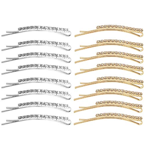 Haarspangen aus Metall, einreihig, schmal, Brautparty, Haarschmuck für Damen, Mädchen, 16 Stück von FengQingHuaGG